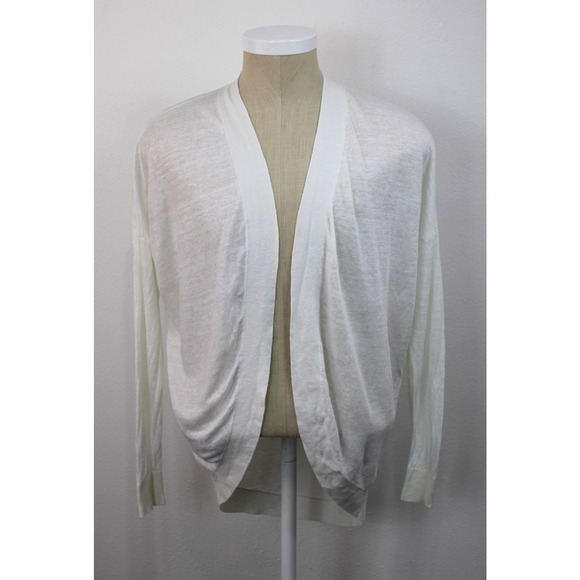 Theory Women’s Size S White Linen Viscose Knit Open Front Cardigan Duster - Picture 1 of 9